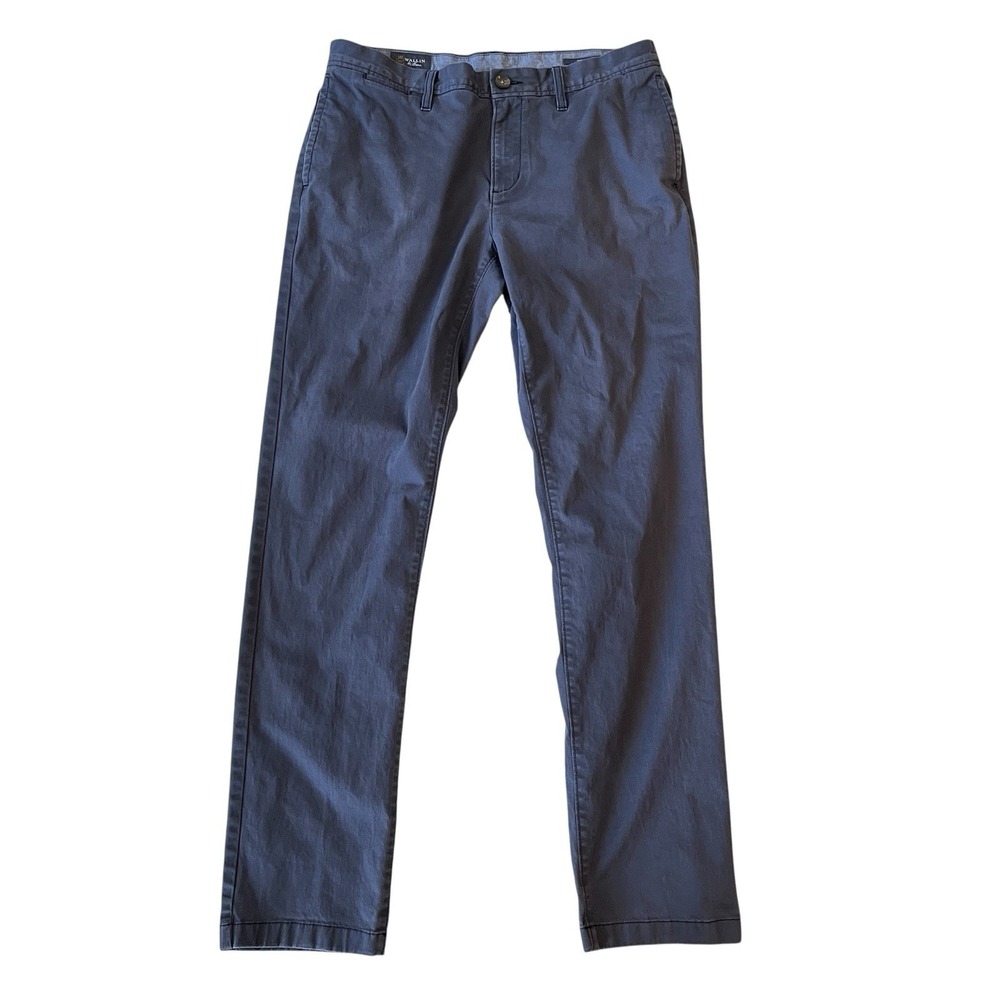 Wallin & Bros Classic Chinos Mens‎ 34x34 (Fits 34x33) Gray Flat Front Stretch